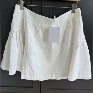 Anthropologie Endless Rose White Cotton Linen Skirt • L • NWT